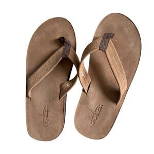 Brand New Mens Blue Fin Bluefin Tan Sandals Flip Flops - Sz 9